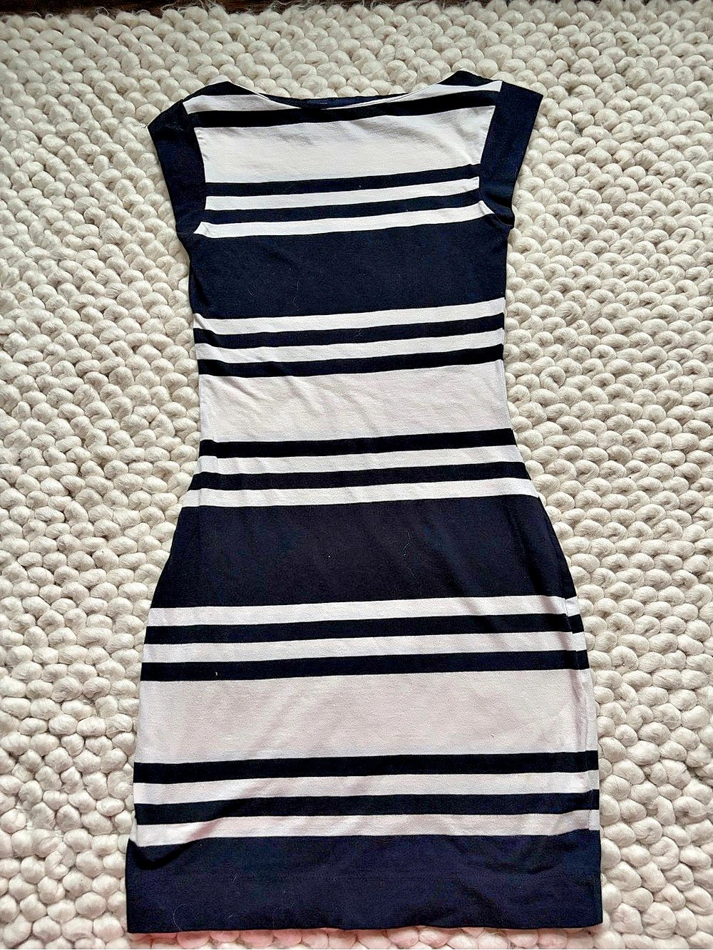 French Connection Striped Midi Dress in Black & White Like New